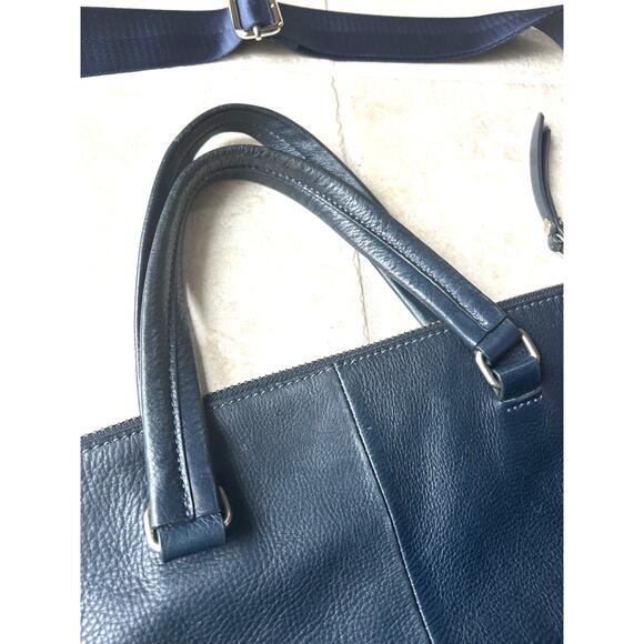 Vintage Fossil Foldover Dawson Tote Crossbody Bag Blue Leather - Picture 6 of 10